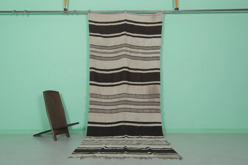 Striped Moroccan Kilim Rug - 4.3 FT x 11 FT | Handwoven Hallway Runner