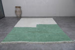 Large Moroccan Rug - 8.5 x 10.2 Feet, Green and Cream Color Block | Handwoven Berber Style