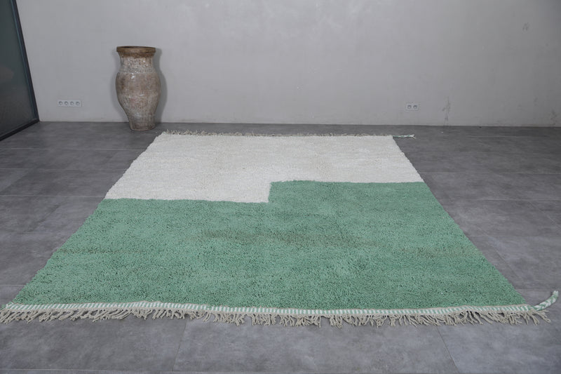 Custom Berber Moroccan rug - White and Green Handmade Boujaad Rug - custom moroccan rugs