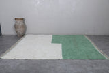 Large Moroccan Rug - 8.5 x 10.2 Feet, Green and Cream Color Block | Handwoven Berber Style