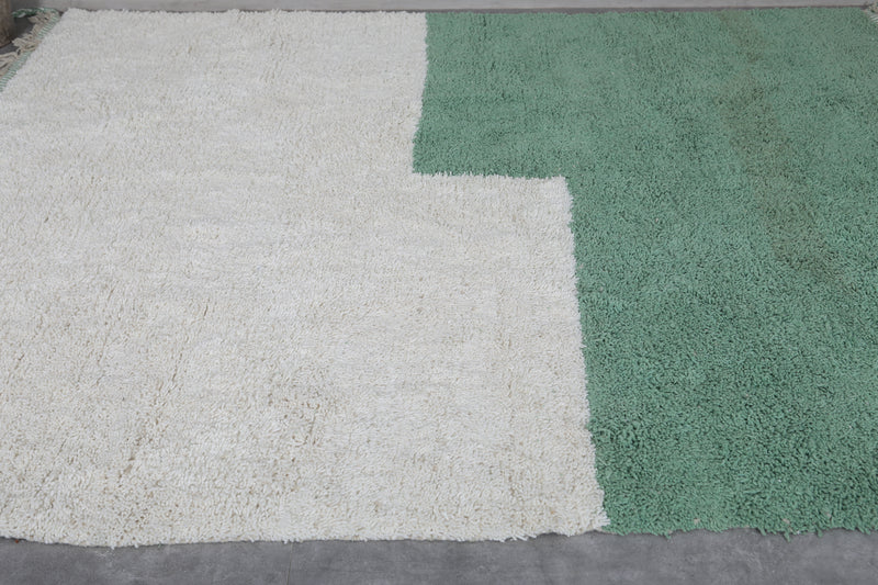 Custom Berber Moroccan rug - White and Green Handmade Boujaad Rug - custom moroccan rugs