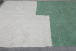 Large Moroccan Rug - 8.5 x 10.2 Feet, Green and Cream Color Block | Handwoven Berber Style