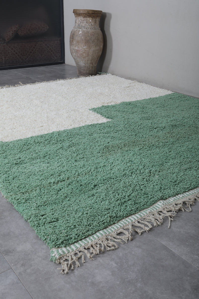 Custom Berber Moroccan rug - White and Green Handmade Boujaad Rug - custom moroccan rugs