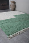 Large Moroccan Rug - 8.5 x 10.2 Feet, Green and Cream Color Block | Handwoven Berber Style