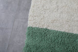 Large Moroccan Rug - 8.5 x 10.2 Feet, Green and Cream Color Block | Handwoven Berber Style