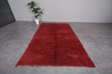 Moroccan Red Rug with Plush Texture - 5.7 x 9.3 Feet