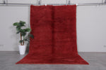 Moroccan Red Rug with Plush Texture - 5.7 x 9.3 Feet