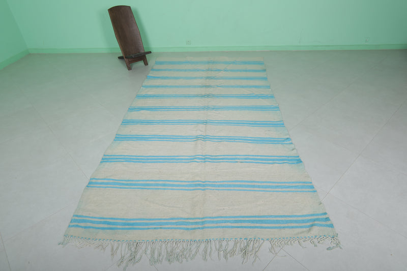 Handwoven Kilim Rug 5.5 FT X 10.7 FT – Striped Blue Elegance