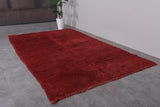 Moroccan Red Rug with Plush Texture - 5.7 x 9.3 Feet