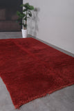 Moroccan Red Rug with Plush Texture - 5.7 x 9.3 Feet