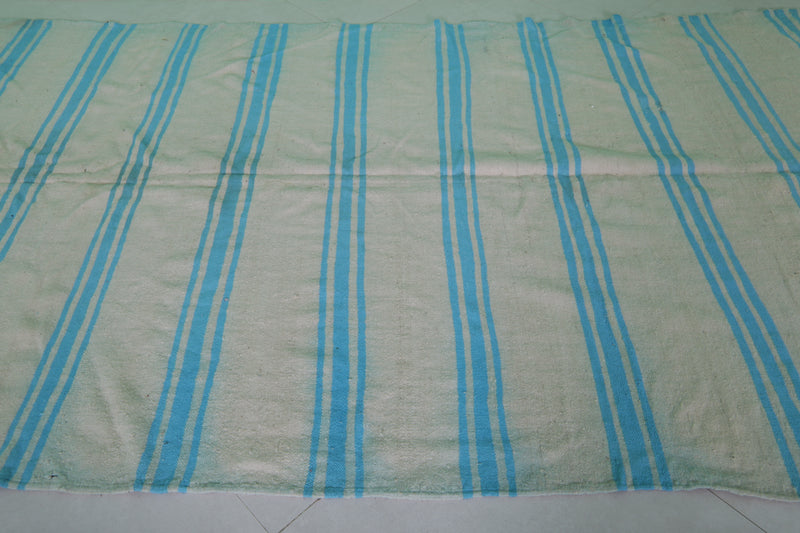 Handwoven Kilim Rug 5.5 FT X 10.7 FT – Striped Blue Elegance