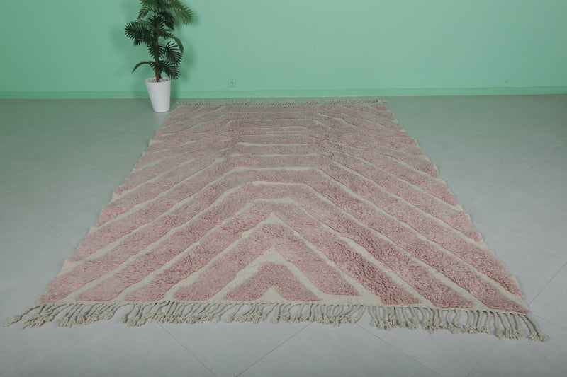 Pink Moroccan Rug - 7.3 x 10.6 ft | Handwoven Geometric Design