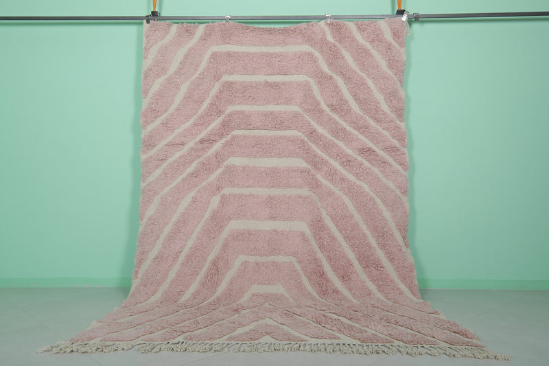 Pink Moroccan Rug - 7.3 x 10.6 ft | Handwoven Geometric Design