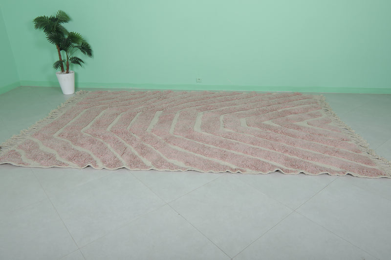 Pink Moroccan Rug - 7.3 x 10.6 ft | Handwoven Geometric Design