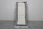 Moroccan Runner Rug - 2.2 x 5.9 ft | Black & White with Fringe Details