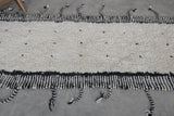 Moroccan Runner Rug - 2.2 x 5.9 ft | Black & White with Fringe Details