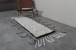 Moroccan Runner Rug - 2.2 x 5.9 ft | Black & White with Fringe Details