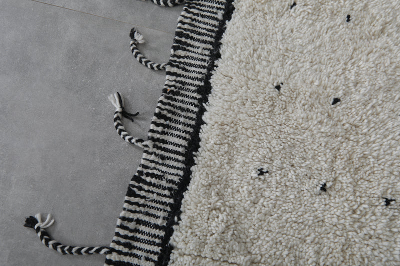 Moroccan Runner Rug - 2.2 x 5.9 ft | Black & White with Fringe Details