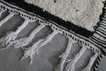 Moroccan Runner Rug - 2.2 x 5.9 ft | Black & White with Fringe Details