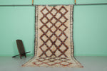 Handwoven Moroccan Rug - 6.1 x 12.1 ft | Beige Diamond Pattern with Black Border