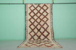 Handwoven Moroccan Rug - 6.1 x 12.1 ft | Beige Diamond Pattern with Black Border