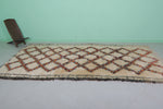 Handwoven Moroccan Rug - 6.1 x 12.1 ft | Beige Diamond Pattern with Black Border