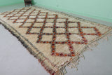 Handwoven Moroccan Rug - 6.1 x 12.1 ft | Beige Diamond Pattern with Black Border