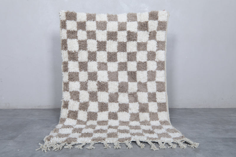 Moroccan Wool Rug - Handwoven 3.3 x 5 Feet | Checkered Design