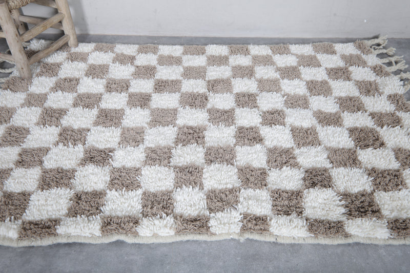 Moroccan Wool Rug - Handwoven 3.3 x 5 Feet | Checkered Design