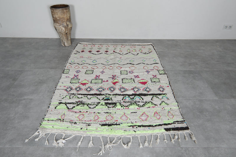 Handmade wool rug 4.6 FT X 6.4 FT