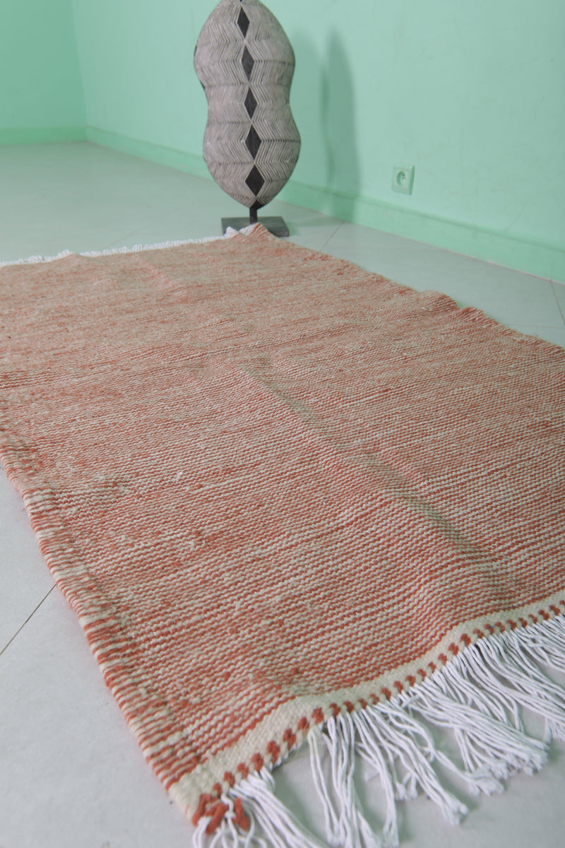 Handwoven Moroccan Rug - 3.1 X 5.2 Feet | Warm Terracotta