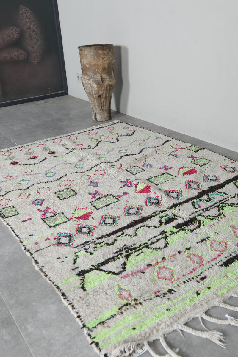 Handmade wool rug 4.6 FT X 6.4 FT