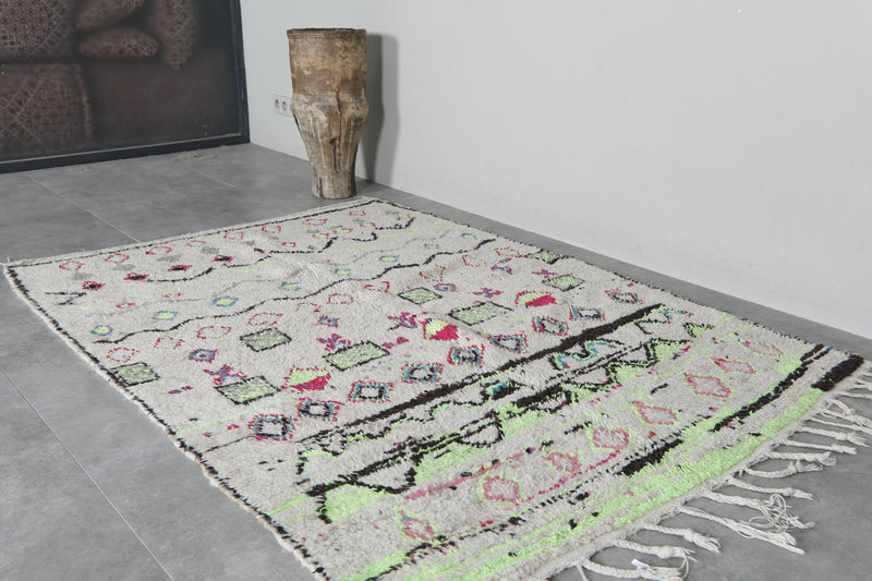 Handmade wool rug 4.6 FT X 6.4 FT