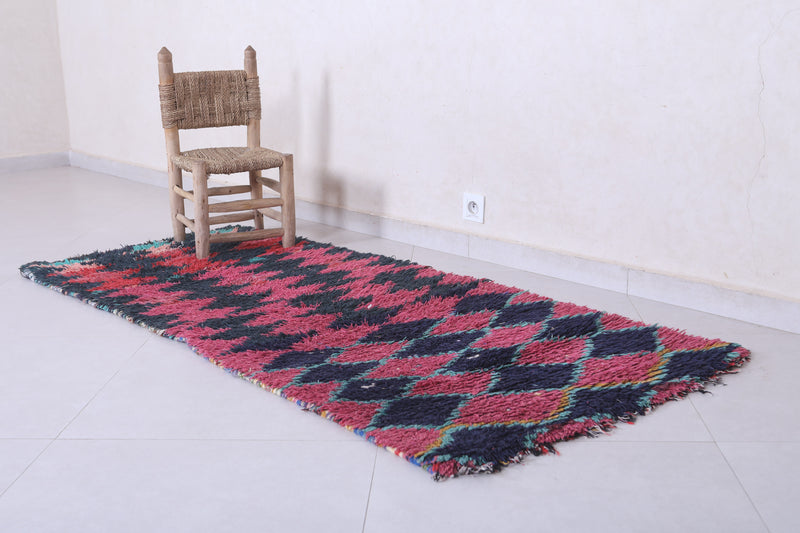 Moroccan berber rug 2.8 X 6.4 Feet - Boucherouite Rugs