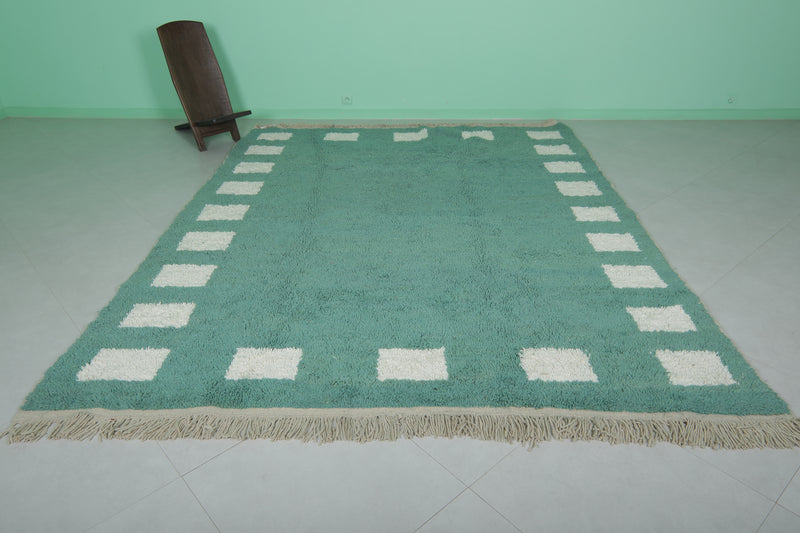 Green Moroccan Rug - Handwoven 8.3 x 10.4 Feet | Modern Geometric Design