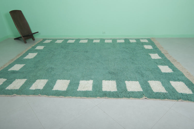 Green Moroccan Rug - Handwoven 8.3 x 10.4 Feet | Modern Geometric Design