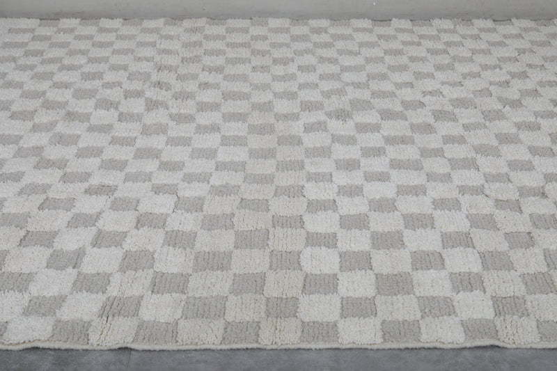 Checkered Moroccan Rug - Handwoven 8.3 x 10.1 Feet | Elegant Neutral Design