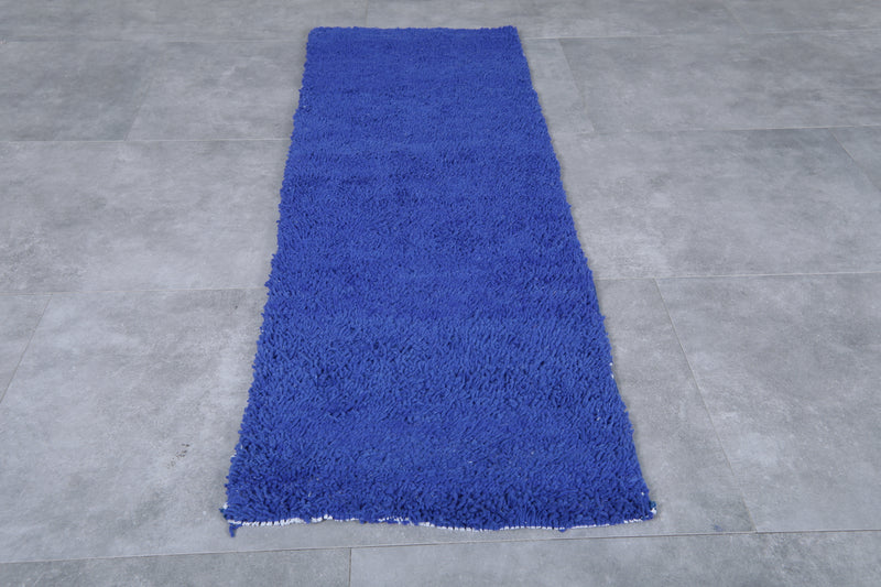 Blue Moroccan Runner Rug - Handwoven 2.1 x 5.9 Feet | Vibrant Wool Design