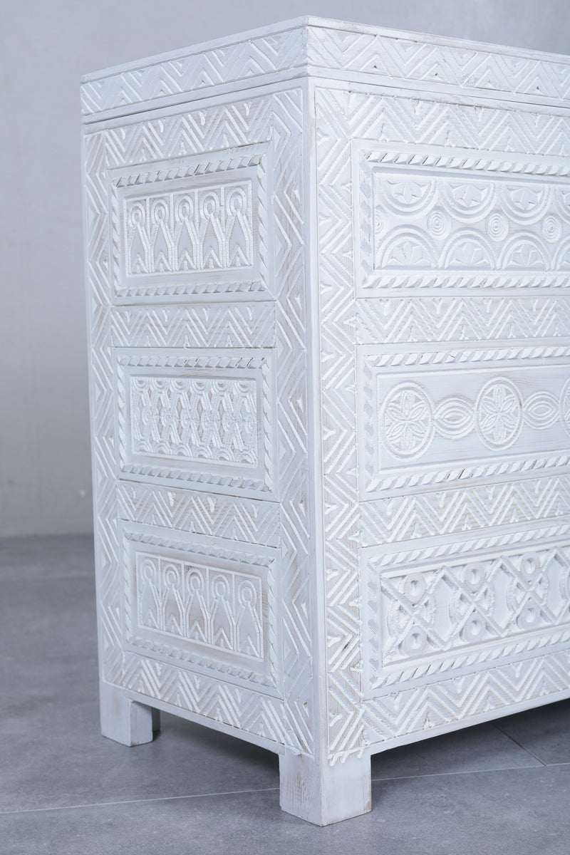 White Custom Moroccan trunk - Handmade Berber Wooden trunk