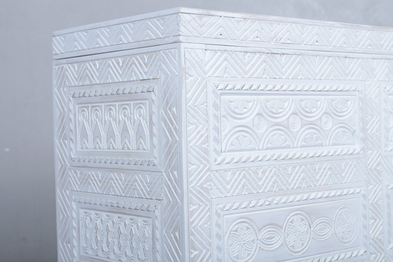 White Custom Moroccan trunk - Handmade Berber Wooden trunk