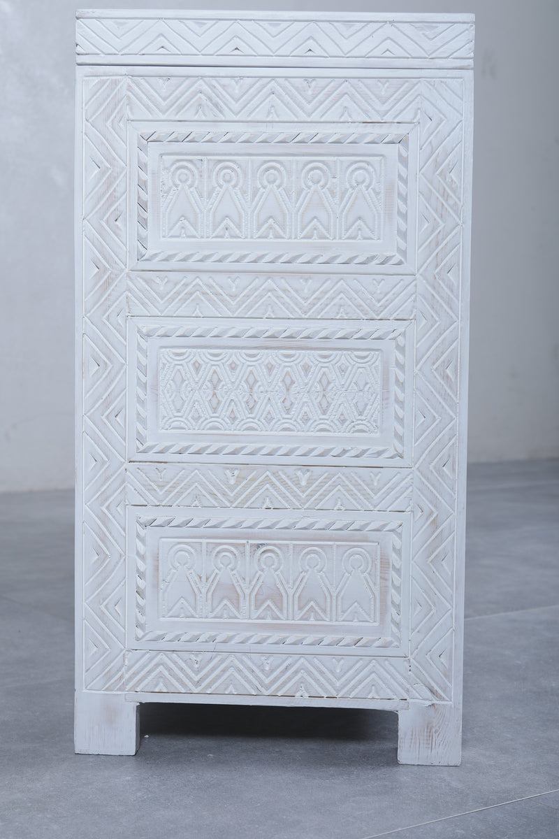 White Custom Moroccan trunk - Handmade Berber Wooden trunk