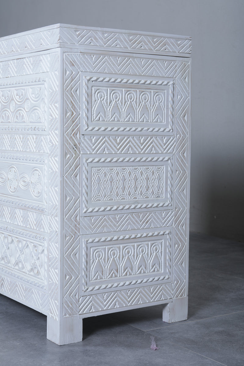 White Custom Moroccan trunk - Handmade Berber Wooden trunk