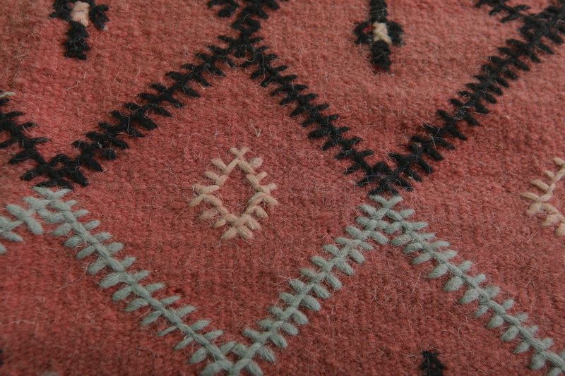 Handwoven Moroccan Rug 2.7 x 9.2 FT - Red Geometric Design