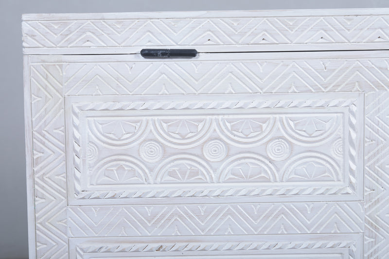 White Custom Moroccan trunk - Handmade Berber Wooden trunk