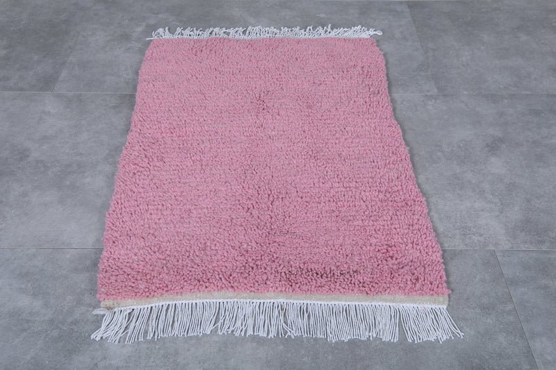 Moroccan Pink Rug - Handwoven 2.5 x 3.4 Feet | Plush Wool Accent