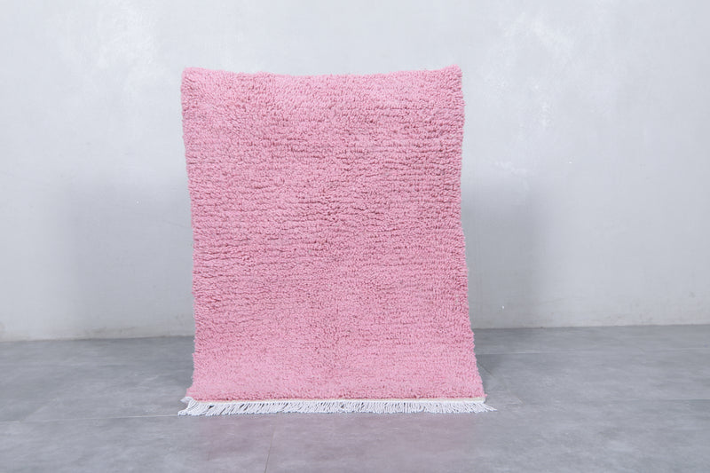 Moroccan Pink Rug - Handwoven 2.5 x 3.4 Feet | Plush Wool Accent