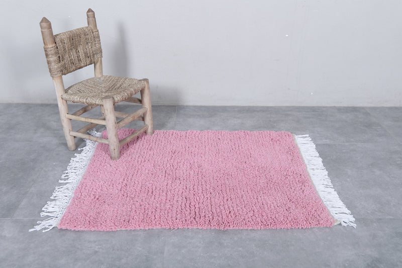 Moroccan Pink Rug - Handwoven 2.5 x 3.4 Feet | Plush Wool Accent