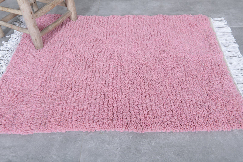 Moroccan Pink Rug - Handwoven 2.5 x 3.4 Feet | Plush Wool Accent