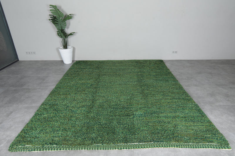 Hand-Knotted Moroccan rug - custom green carpet - Wool rug