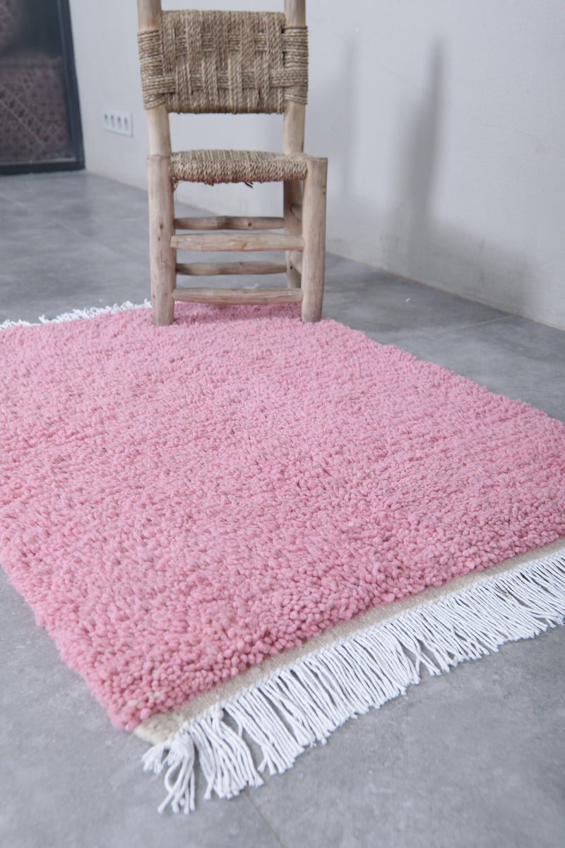 Moroccan Pink Rug - Handwoven 2.5 x 3.4 Feet | Plush Wool Accent